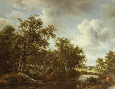 Boslandschap met een Visser bij een Vijver, 1664 door Meindert Hobbema